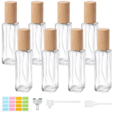 Produktbild von 8 Stück Parfümzerstäuber Glas 10ml mit Massivholzdeckel