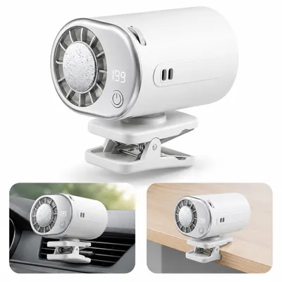 Produktbild von Auto-Klemm-Klimaventilator, tragbarer persönlicher Klemm-AC,  mit LED-Display, 360° drehbar, 199 Stufen, Halb-Kühlung, für Küche