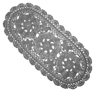 Produktbild von Ovale Tischdeckchen, Breite 22,9 cm bis 27,9 cm, Länge 55,9 cm bis 58,4 cm, handgefertigt, gehäkelt, für Erntedank, Tischläufer, Blumenmuster, Küche, Tischsets (1, dunkelgrau)