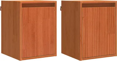 Produktbild von vidaXL Wandschrank Wandmontiert 2 pcs Wachsbraun 30 x 30 x 40 cm