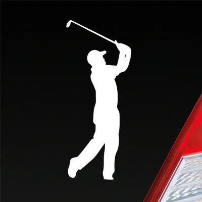 Produktbild von Auto Aufkleber Golfer Golf Minigolf Sport WGC PGA 10x4 cm Weiss Glanz Sticker Heckscheibenaufkleber
