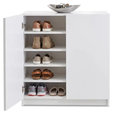 Produktbild von InnoFurn Flurkommode Elona, für bis zu 20 Paar Schuhe, Weiß matt, 82 x 78 x 37 cm
