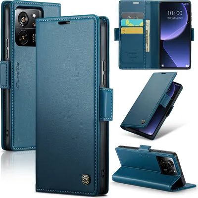 Obrázek produktu pro Xiaomi 13T Pouzdro, RFID Blokování Karet, Pokročilé Flip Kožené Pouzdro s Funkcí Stojánku pro Xiaomi 13T / 13T Pro / Redmi K60 Ultra modré