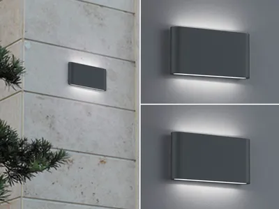 Produktbild von LED Außenwandlampen SET Anthrazit mit Up and Down Wandleuchten für Außenbereich