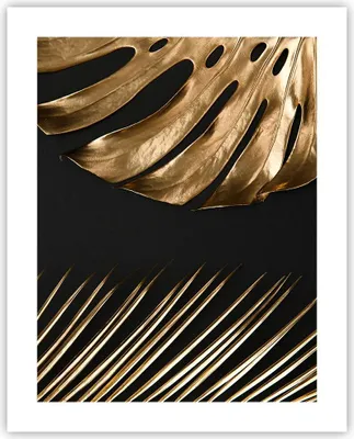 Produktbild von Poster - Poster ohne Rahmen - Golden Blatt Monstera - 40x50 cm - Wand Bild - Wanddeko - Wandbilder - Kunstposter - Wandposter - Bilder - Kunstdruck - Wanddekoration - Wandbild - P2XPA40x50-5028