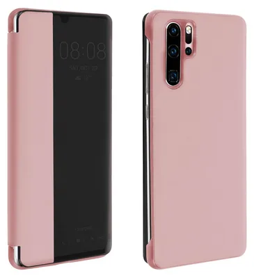 Obrázek produktu pro Pouzdro Avizar s klopou a průhledným okénkem pro telefon Huawei P30 Pro, barva: šampaňové růžová