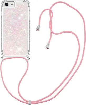 Produktbild von iPhone SE (2022/2020), iPhone 8 / 7 Hülle - Coverup Liquid Glitzer Back Cover mit Handykette - Pink