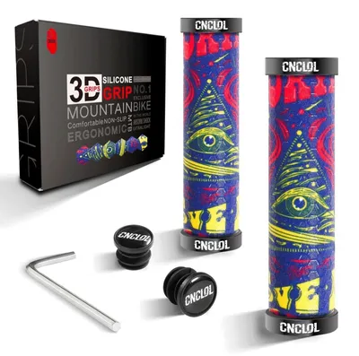 Immagine prodotto di Manopole per mountain bike, diametro 22 mm, in silicone, design a doppia serratura, antiscivolo e ammortizzanti