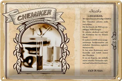 Produktbild von Blechschild Berufe 30x20cm Chemiker experimentiert Gelehrter