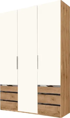 Image de Armoire Level Armoire à portes battantes avec tiroirs Finition au choix : chêne planché / blanc