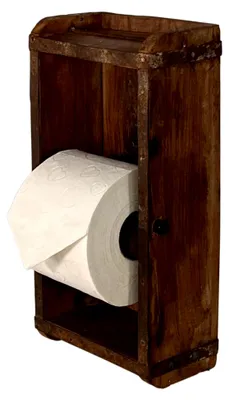 Produktbild von Toilettenpapierhalter aus Holz in Ziegelform, hängend, rustikal