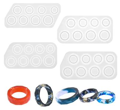 Silikon-Harzformen, 4 Stück, verschiedene Formen, Ringe, Halsketten, Basteln