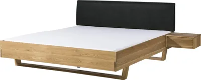 Produktbild von MASSIVMOEBEL24 Bett mit Nachttisch Fichte 180x200x85 natur gebeizt / geölt, Kopfteil anthrazit FICHTELBERG #43