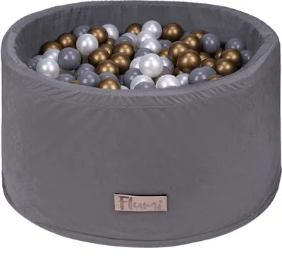 Image de Piscine en mousse Flumi 90x40 cm avec 200 balles ∅7 cm – gris + balles dorées