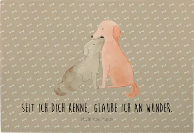 Produktbild von Mr. & Mrs. Panda Schneidebrett Hunde Liebe - Hundeglück - Geschenk, Sprüche, Verliebt, Optimitisch, Glas Schneideplatte, Frühstücksbrett, Hund, Herz, Vertrauen