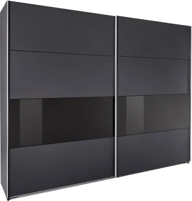 Produktbild von Schwebetürenschrank Bramfeld Kleiderschrank Ausfürung wählbar,Graphit / Schwarzglas,270x64x236cm