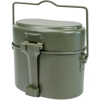Produktbild von Camping-Kochgeschirr aus Aluminium - Original Bundeswehr Outdoor-Kochset nach TL - Robustes Feldgeschirr für Zelten, Trekking & Survival
