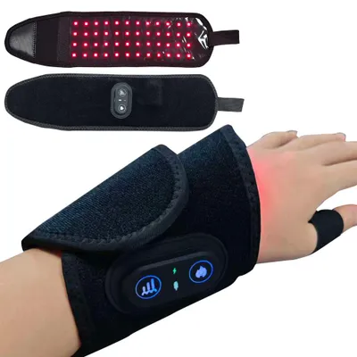 Produktbild von Therapiebandage mit 4 Heizmodi, Rotlichttherapie-Handgelenkbandage, beheizbare Rotlicht-Handgelenkbandage für Handgelenk, Hand, Knie, Ellbogen und Knö