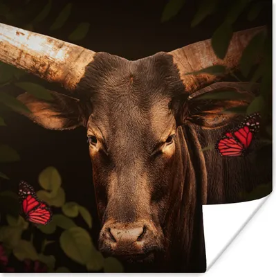 Produktbild von MuchoWow® Poster Tiere - Kuh - Dschungel 100x100 cm - Babyzimmer
