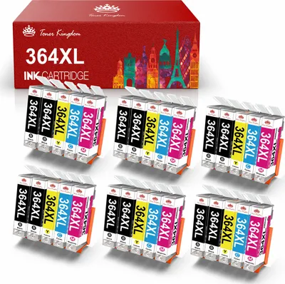A product shot of multiple ink cartridges and their packaging.