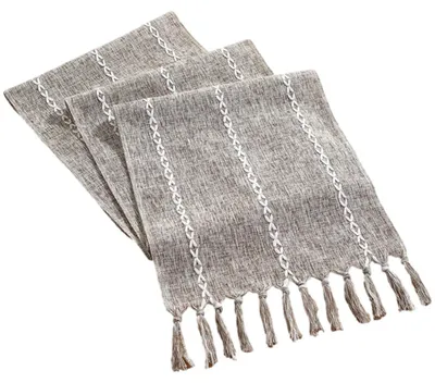 Produktbild von Rustikaler Tischläufer mit Quaste Hohlnähte Landhausstil Braun 32 x 160 cm