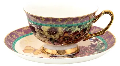 Immagine prodotto di Tazza Clayre & Eef con piattino 200 ml Porcellana viola Butterfly