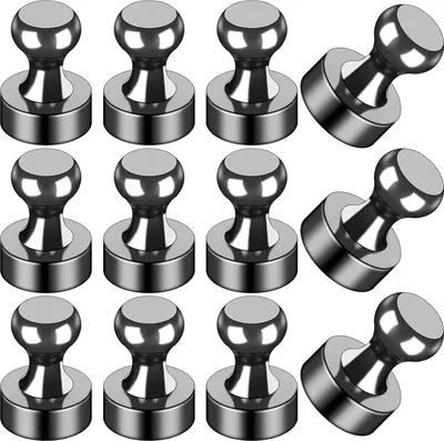 Produktbild von 12 schwarze Kühlschrankmagnete, kleine und starke Magnete für Whiteboard, Büro, Klassenzimmer, Landkarte, Küchenzubehör, Bürozubehör, Schließfachzubehör.