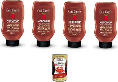Produktbild von Cosi' Com'è Ketchup di Datterino Rosso al Naturale Natural Red Datterino Ketchup 4x200gr+ Italian Gourmet polpa 400g