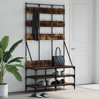 Obrázek produktu pro Věšák na kabáty s botníkem kouřový dub 100x40x184 cm