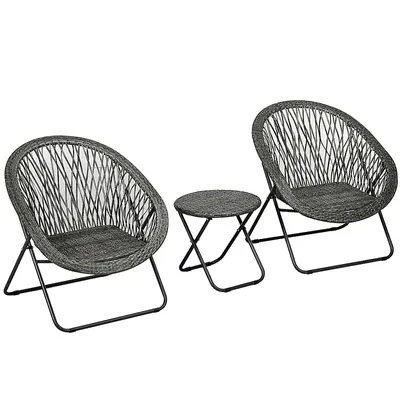 Produktbild von Gartenmöbel Lounge Set Gartenmöbel-Set 3-teilig Rattanoptik Stühle Tisch Grau