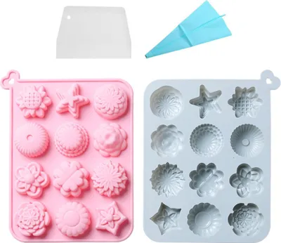 Produktbild von Set Mit 2 Blumen-Schokoladenformen, Süßigkeitenformen Zum Backen Von Süßen Leckereien, Blumenform, Antihaftbeschichtete Silikon-Backformen, Eiswürfel Für Hochzeit, Festival, Party Und Bastelarbeiten