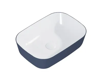 Produktbild von Jungborn Aufsatzwaschbecken 45.5x32.5 cm weiß hochglanz/navy blau matt
