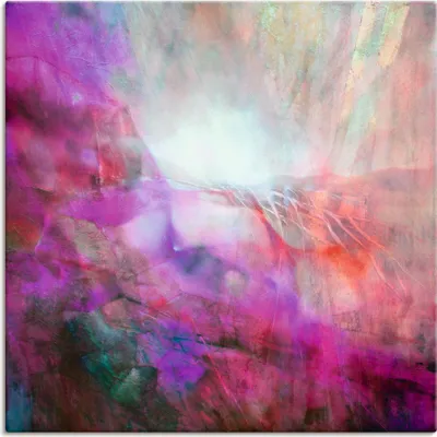 Produktbild von ARTland Leinwandbild Abstrakte Komposition rot, grün, violett Größe: 30x30 cm