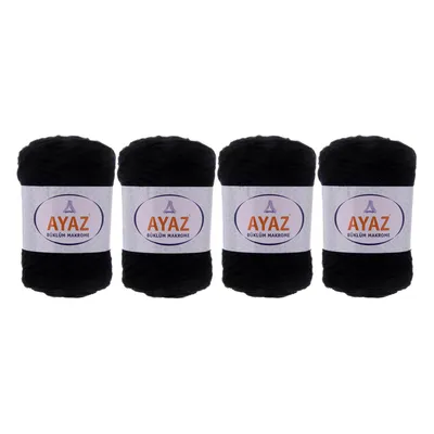 4 x 250g Strickgarn Büklüm Makrome Baumwollgarn schwarz