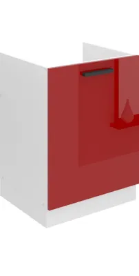 Produktbild von Belini Unterschrank Küche, Spülenunterschrank 60 cm Breite. SDZ Küchenunterschrank ohne Arbeitsplatte. Spülenschrank mit 1 Tür, Rot Hochglanz