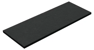 A single black rectangular object on a white background.