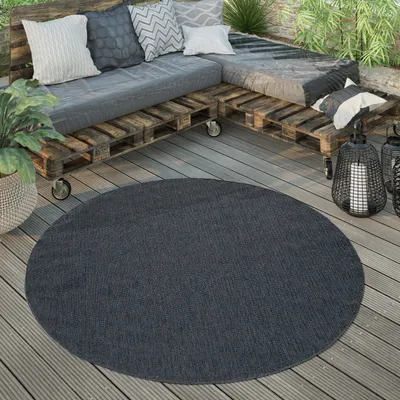 Immagine prodotto di Tappeto da esterno rotondo resistente alle intemperie per giardini e terrazze a tessitura piana in sisal look robusto dimensioni 160 cm rotondo