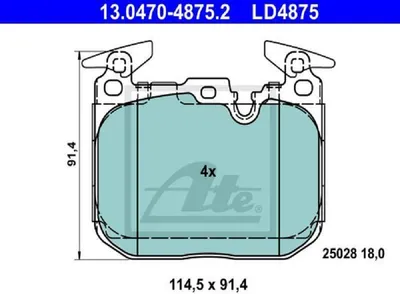 Produktbild von ATE 13.0470-4875.2 Bremsbeläge Satz Vorne für BMW 1 Schrägheck (F20) 3 Touring (F31) 3 Limousine (F30, F80) 4 Gran Coupe (F36) 3 GT (F34)