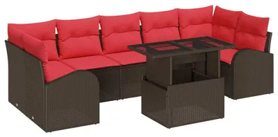Productafbeelding van vidaXL Tuinset met 8 zitplaatsen, bruin, van polyrotan
