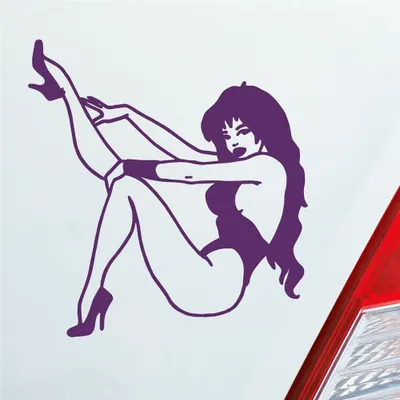 Produktbild von Auto Aufkleber Frau Pin Up Girl Vintage Sexy 10x10,5 cm Lila Sticker Heckscheibenaufkleber