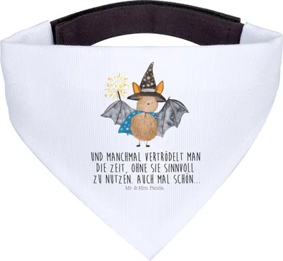 Produktbild von Mr. & Mrs. Panda Hunde-Bandana Fledermaus Zauberer - Weiß - Geschenk, Lustige Sprüche, Magier, Dreieckstuch, Hunde Bandana, Reinsteigern, Fledermäuse, Frauen, Schal