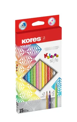 Zdjęcie produktu dla Kores BB93310 Trójkątne kredki ołówkowe Kores "Kolores Style", pudełko 15 szt