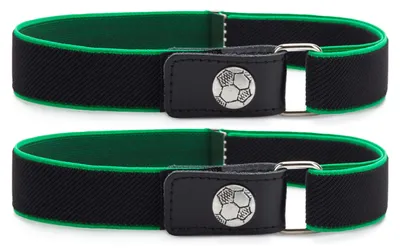 Image de Ladeheid 2 ceintures élastiques pour garçons, 1 à 6 ans, 34-65 cm, P15S (noir/vert/ballon, 62 cm x 2,5 cm)