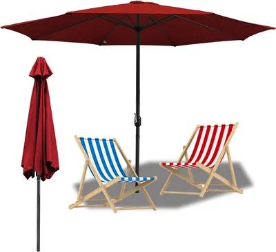 Produktbild von Yakimz 2.7m Sonnenschirm UV40+ Neigbar Sonnenschutz Gartenschirm Strandschirm,Rot