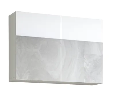 Image de Flandu Armoire murale salle de bain avec miroir, blanc.