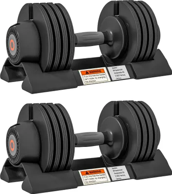 Produktbild von SPORTNOW 2er-Set verstellbare Hanteln mit Hantelablage und rutschfestem Griff, Hanteln aus Stahl und ABS, 33x16x16 cm, Schwarz