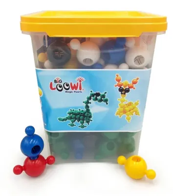 Produktbild von Loowi Big Loowi Konstruktionskugeln – 110 Teile (Ø 75 mm, 10 Bauanleitungen A4, kinderfreundlicher Kunststoff) – ab 3 Jahren, CE & EN-71
