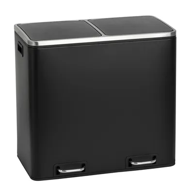 Produktbild von SVITA TM2X24 Treteimer 48 Liter Schwarz Abfalleimer Mülleimer Design Mülltrennung Papierkorb Küchen-Ordnung Trennsystem