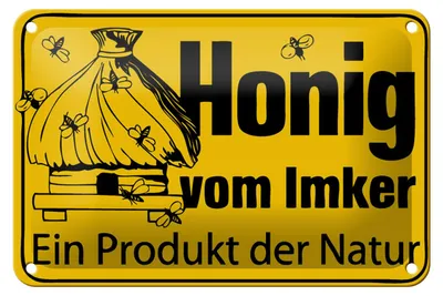 Produktbild von Blechschild Hinweis 18x12cm Honig vom Imker Naturprodukt