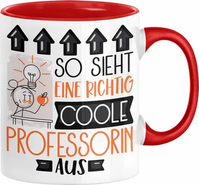 Produktbild von Professorin Geschenk Tasse Geschenkidee für Professorin Geburtstag Weihnachten Spruch So Sieht Eine Richtig Coole Professorin Aus Kaffee-Becher  (Rot)